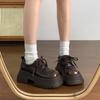 Platform Leather Shoes for Women Chunky Loafers 7cm Heel Japanese Korean Style Round Toe PU Oxford Black Brown