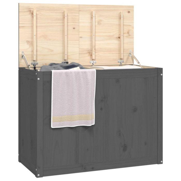 VidaXL Boîte à linge Gris 88,5x44x66 cm Bois massif de pin 823571
