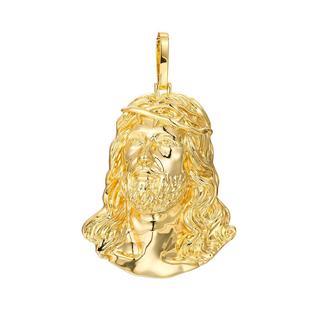Men's Hip Hop Accessory Light Gold Brass Statue Pendant Necklace Zircon Fashionable Nightclub Sweater Chain Trendy Accessory