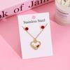 Strawberry Cherry Inlaid Necklace & Earrings Set, Light Luxury Design, 304 Stainless Steel Clavicle Chain for Women