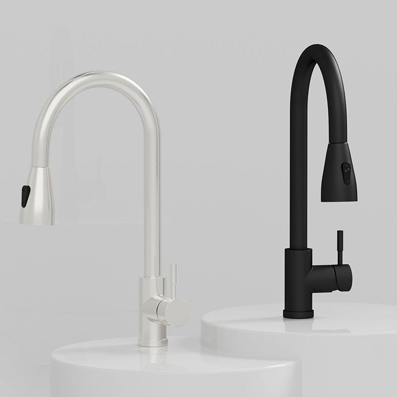 Kitchen Faucet Brushed Nickel Color Surface Hot and Cold Water Faucet Kitchen Sink Faucet Pull-out Kitchen Faucet Single Hole