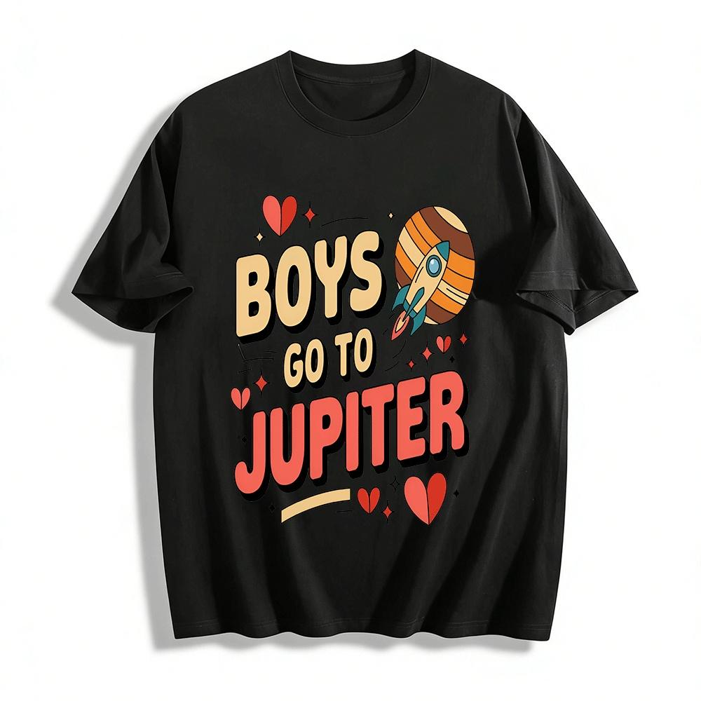 

Boys Go To Jupiter Print Casual Trendy Tee For Kids Pure cotton T-shirt 6XL