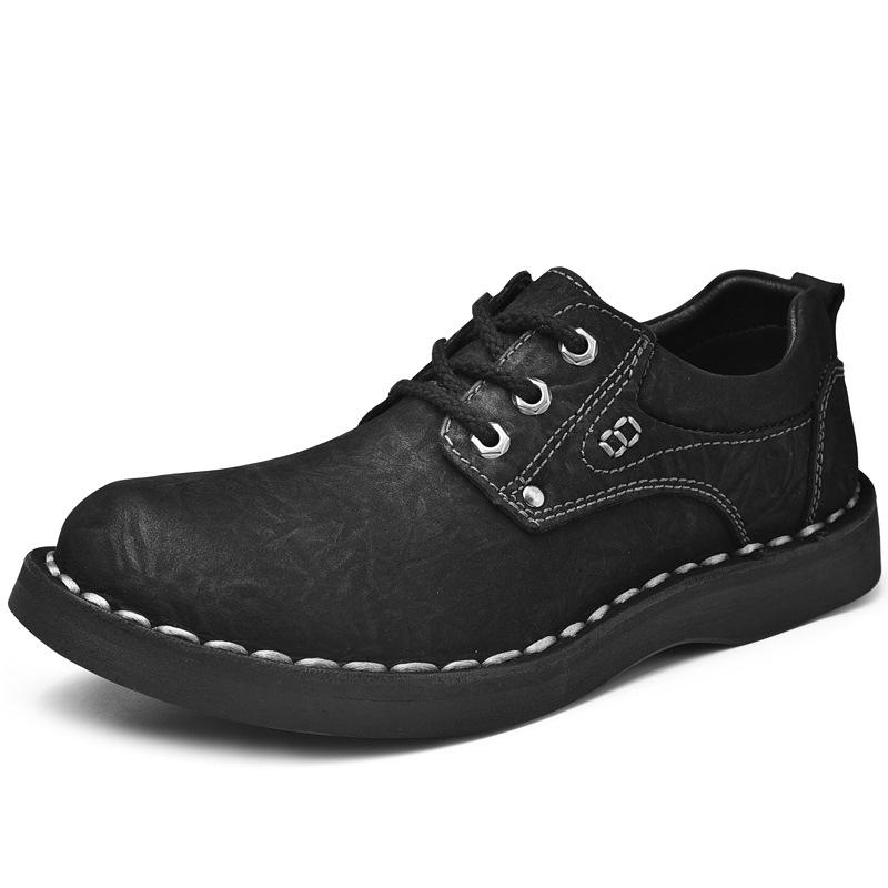 

Повседневная уличная обувь мужская 2025 осень и зима новая ретро мода низкий верх мужские рабочие ботинки платформа нескользящие мужские кожаные туфли Leather shoe size (one size larger than sneakers) чёрный