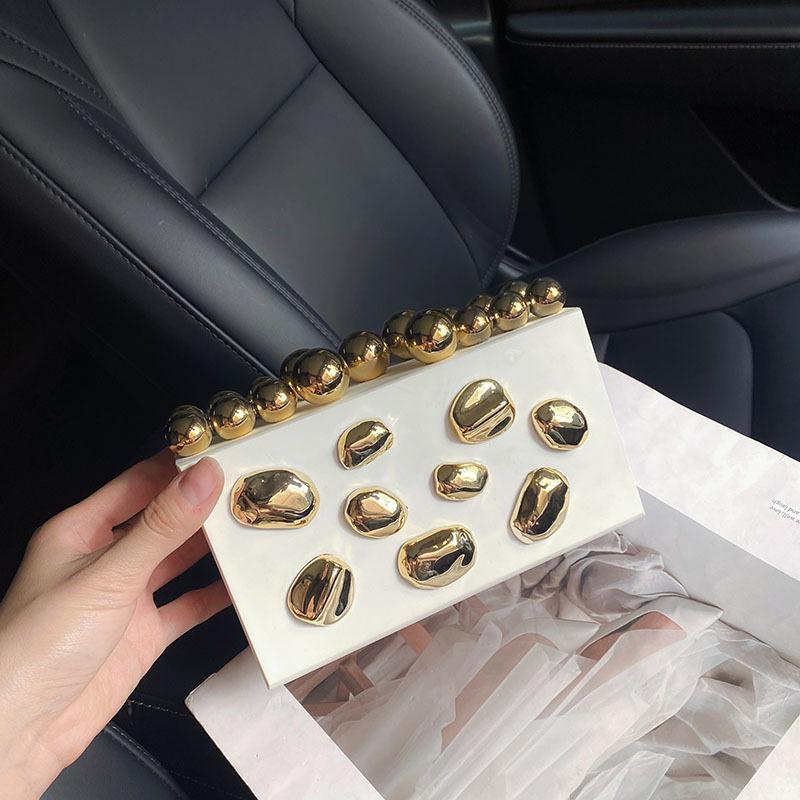 Simple irregular block box bag popular fashion temperament light luxury personality hand messenger bag белый