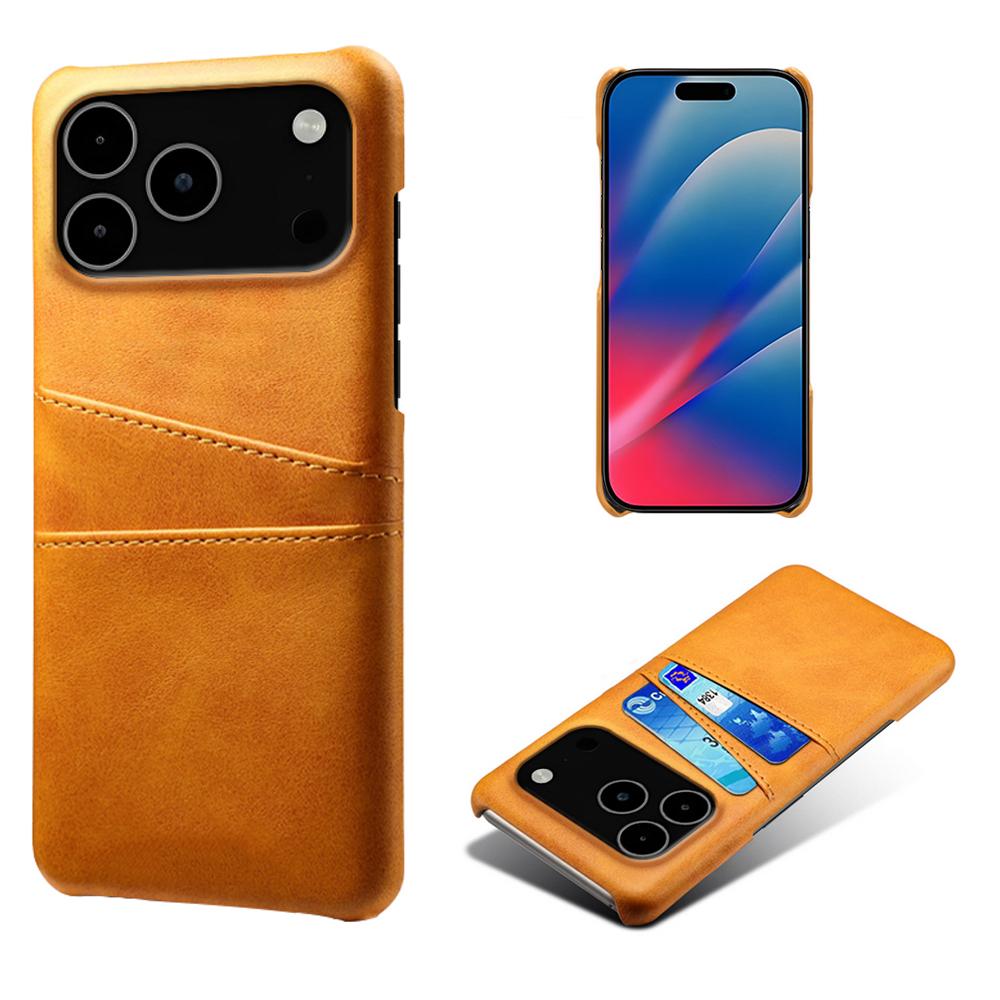 For iPhone 17 Pro Max Case Dual Card Slots PU Leather+Hard PC Phone Cover