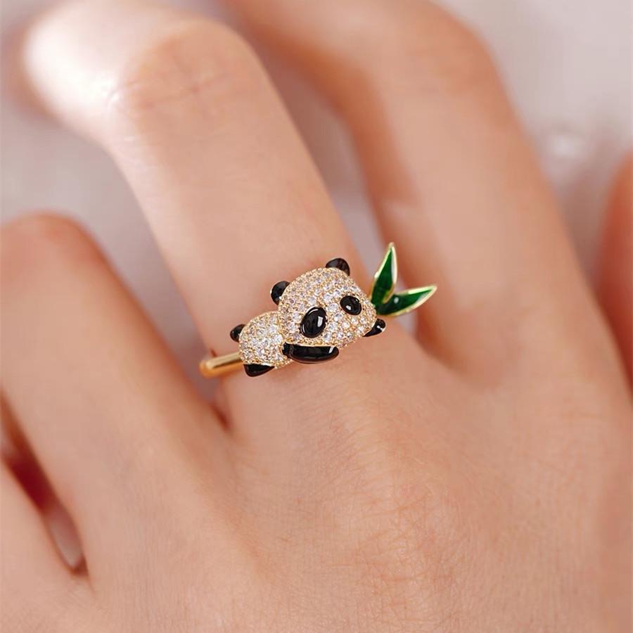Yanyu Ke Panda Bamboo Open Ring: National Style, Exquisite Niche Design, Perfect Gift for Girlfriends