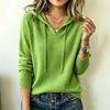 Women's Long Sleeve Knit Hoodie Pullover with Drawstring Adjustable Hood Casual Lightweight Soft Fit Sweater Top for Everyday Wear
