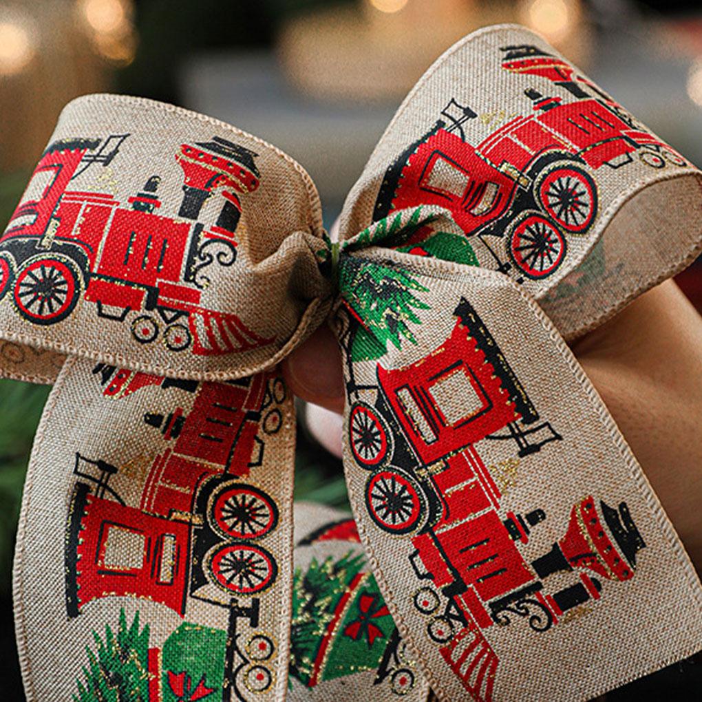 Linen Christmas Themed Ribbon Festive Atmosphere Anywhere Go Wrapping Ribbon Burlap Ribbon Ribbons