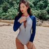 Women's 2022 High-End One-Piece Long Sleeve Swimsuit for Sun Protection, Surfing, and Diving.