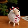 Wooden Lamb Ornaments Christmas Sheep Figurine with Scarf Santa Hat Plush Fleece Versatile Wood Art Pieces Tabletop Ornament Rustic Holiday Desktop