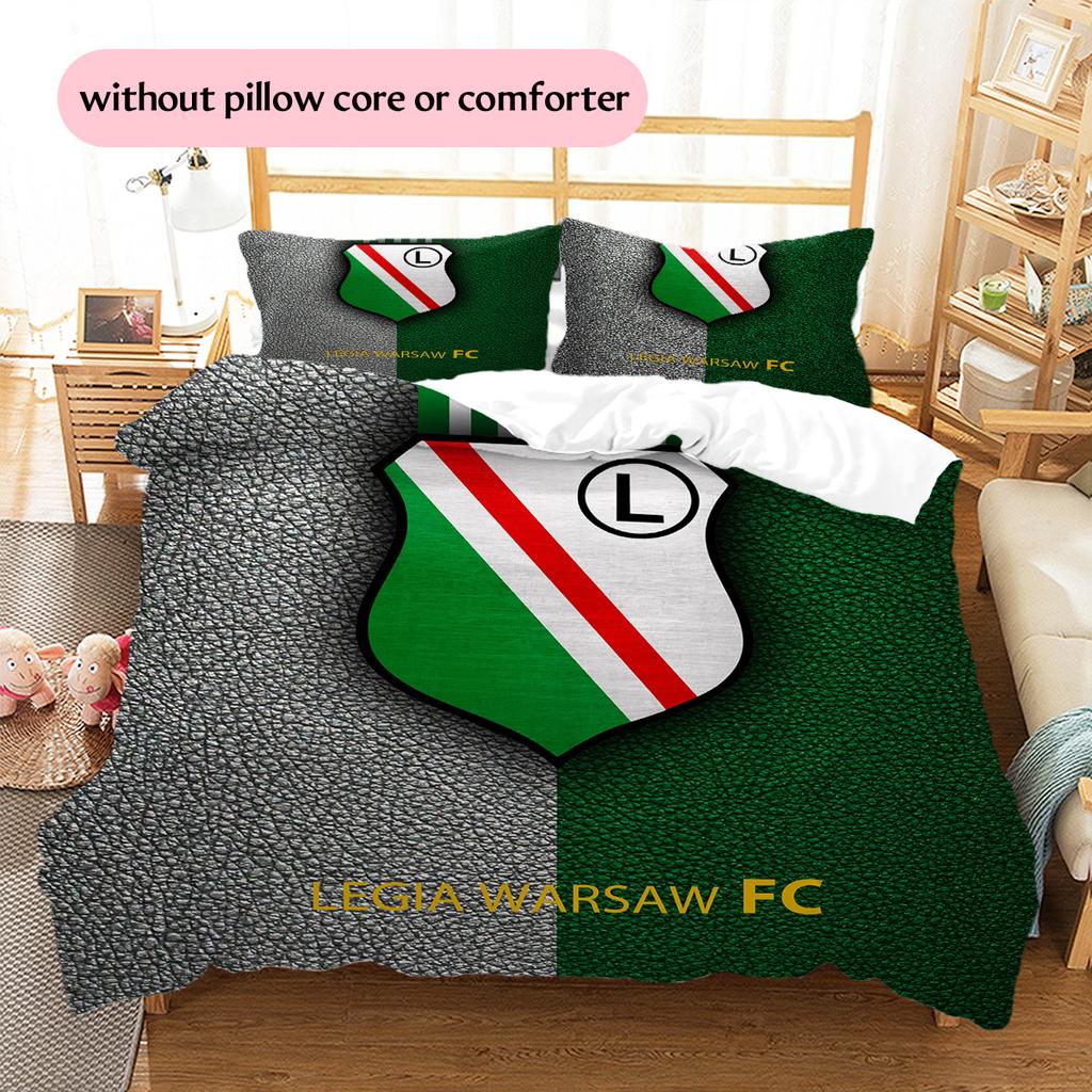 Legia Warsaw Pattern Bedding Quilt Set Home Decoration Gift (1 * Duvet Cover + 2 * Pillowcase Without Core)