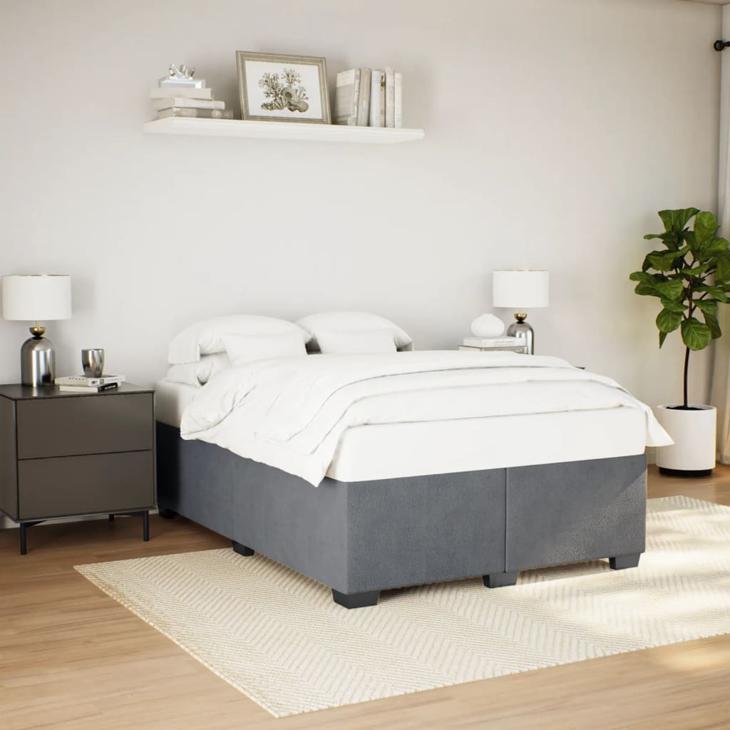 Bed Frame without Mattress Dark Grey 140 x 190 cm Velvet