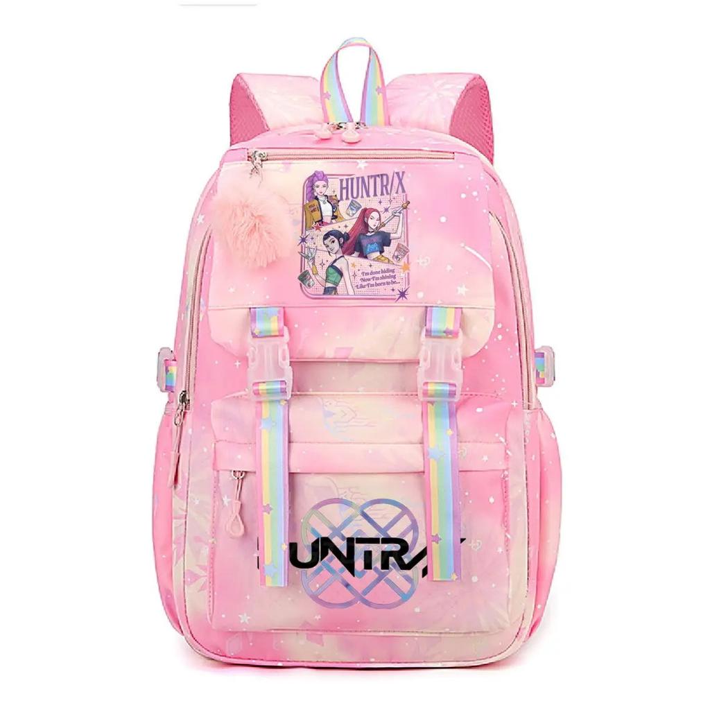 K-Pop Demon Hunters School Bag Kids Students Huntrix Girl Rainbow Dual-Shoulder Bag Boys Laptop Rucksack Outdoor Shouler Bag
