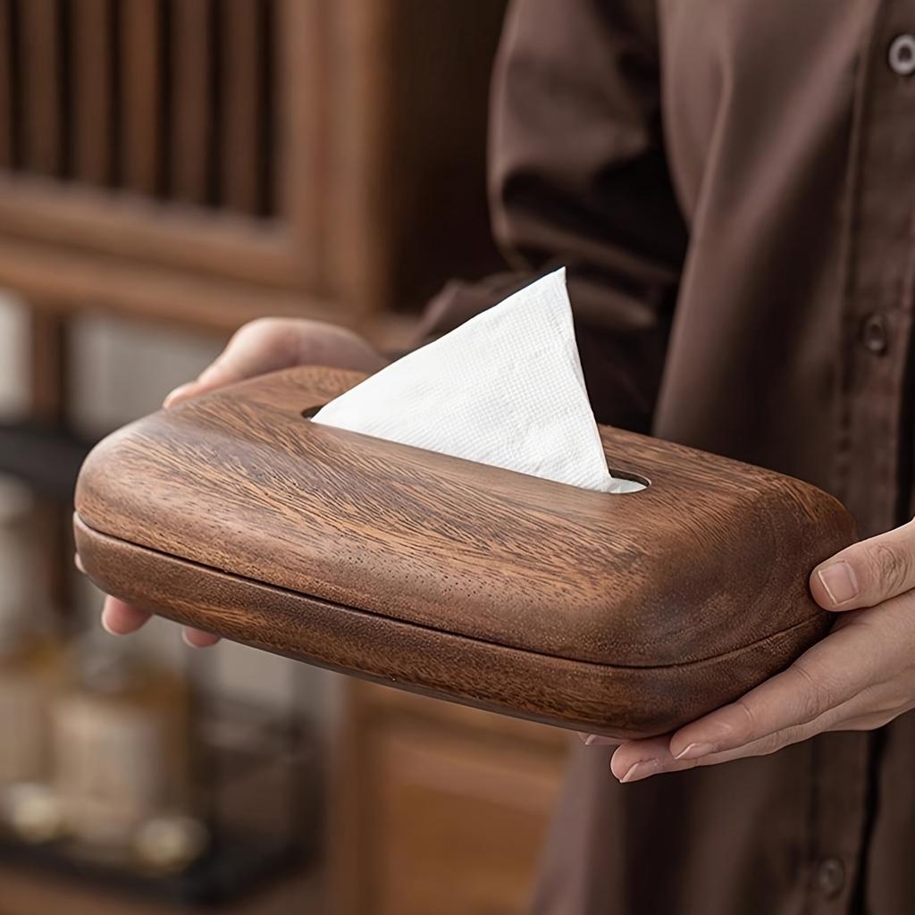 Premium Walnut Wood Tissue Box Cover | Modern Minimalist Design | Magnetic Lid for Quick Refill | High-End Desktop Decor