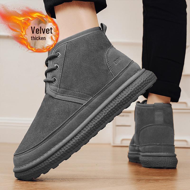Men's High Top Non-Slip Snow Boots with Velvet Lining - Warm and Casual Winter Footwear