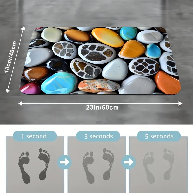 3D Pebble Stone Doormat - Realistic River Rock Floor Mat, Bathroom Entry Rug, Non-Slip, Multiple Sizes