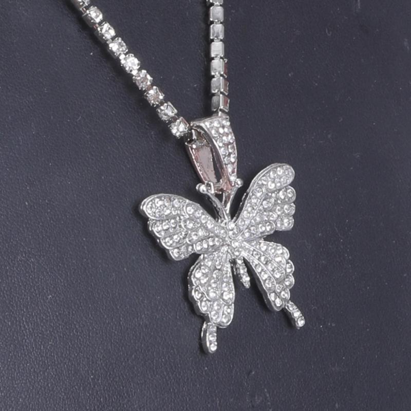 Fashion 3D for Butterfly Pendant Necklace Sparking Crystal Pave for Butterfly Necklace Cubic Zircon Necklace Jewelry Dec