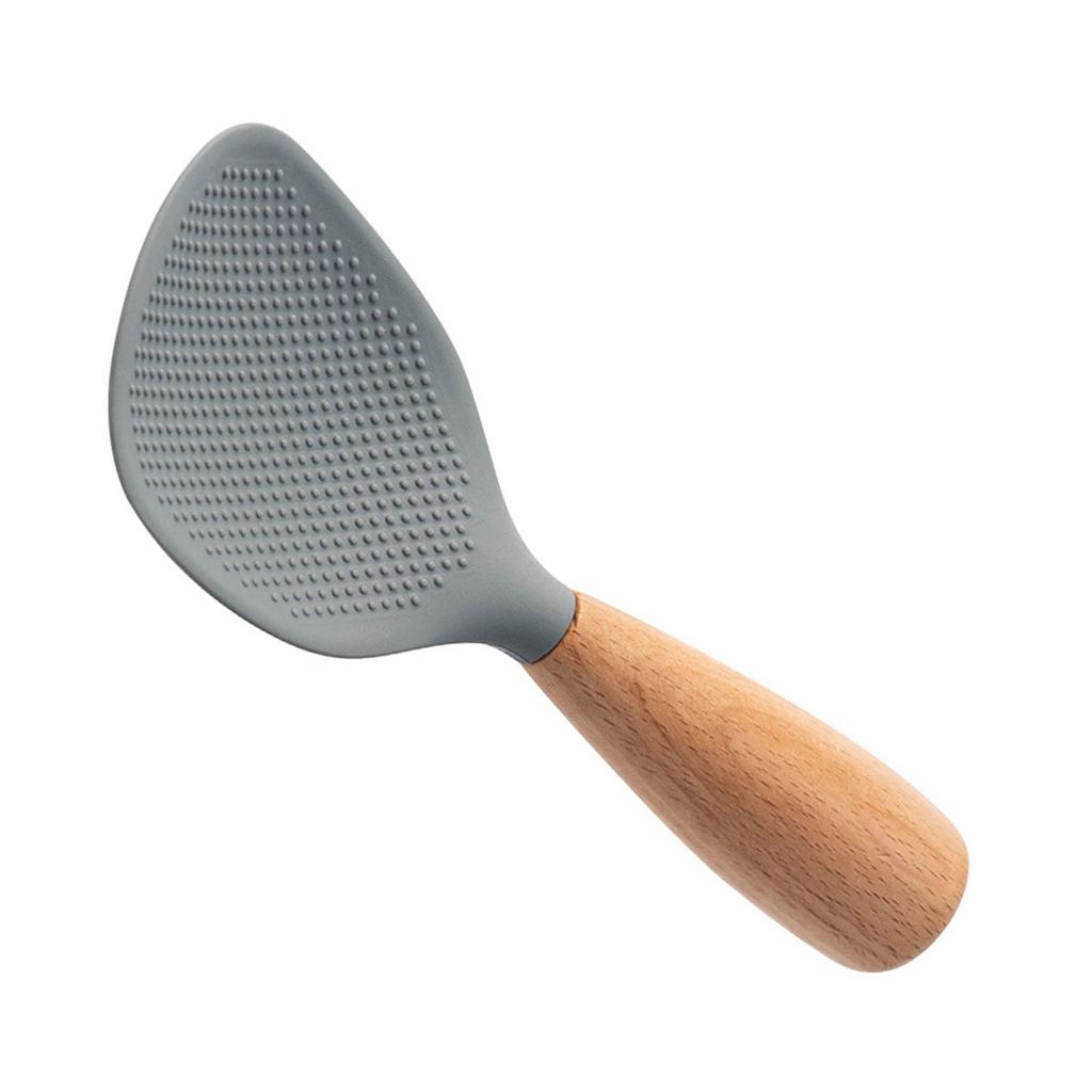Versatile Rice Spoon Household Spoon Wood Handle Rice Shovel Heat Resistant Non-stick Silicone Spoon Silicone Material