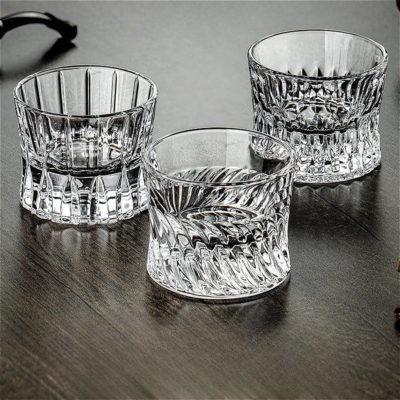 2pcs Sets Whiskey Glass Elegant Thick Bottomed Wine Glass Creative Cocktail Glass Water Cup Party Cold Drink Cup Bar Accessories