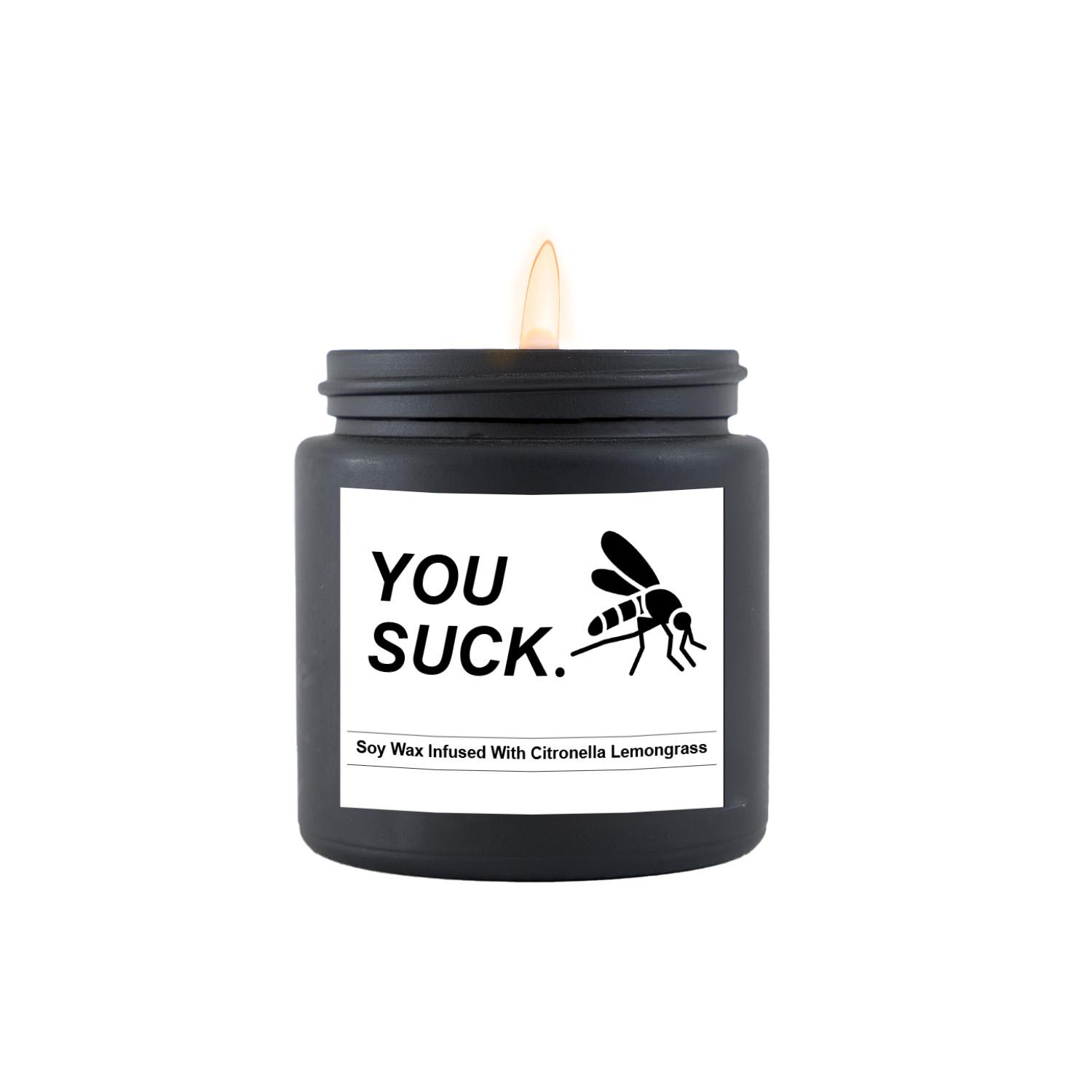 

1pc Soy Wax Candle with Citronella Lemongrass - Ideal for Family Gatherings, Tent Camping - No Battery Required, Funny,