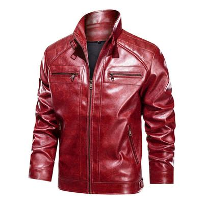 Chaqueta de Cuello Alto para Hombre Estilo Motociclista Cuero Sintético Abrigo PU Casual Bolsillo con Capucha