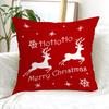 Christmas Red Square Pillow Cover Elk Santa Claus Christmas Tree Print Home Pillow Cushion Cover