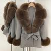 Imitation Fox Fur Lace Up Fashionable Double-sided Cashmere Coat 2026 Winter Warm Thicken High Quality Synthetic Fur Jacket