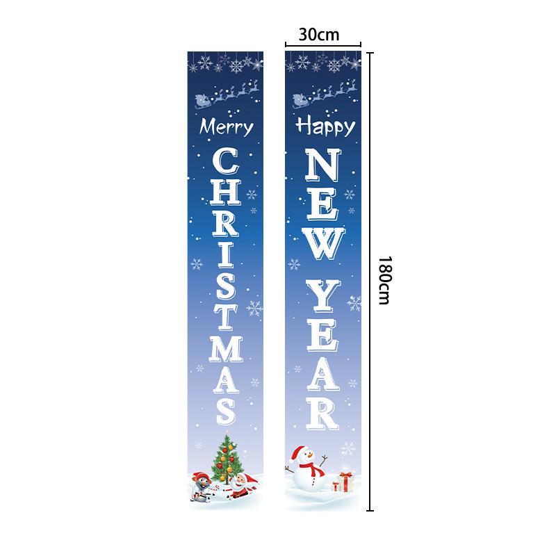 Christmas banners and couplets, 300D Oxford cloth door curtains, outdoor decorations, door stickers, background cloths, hanging flags
