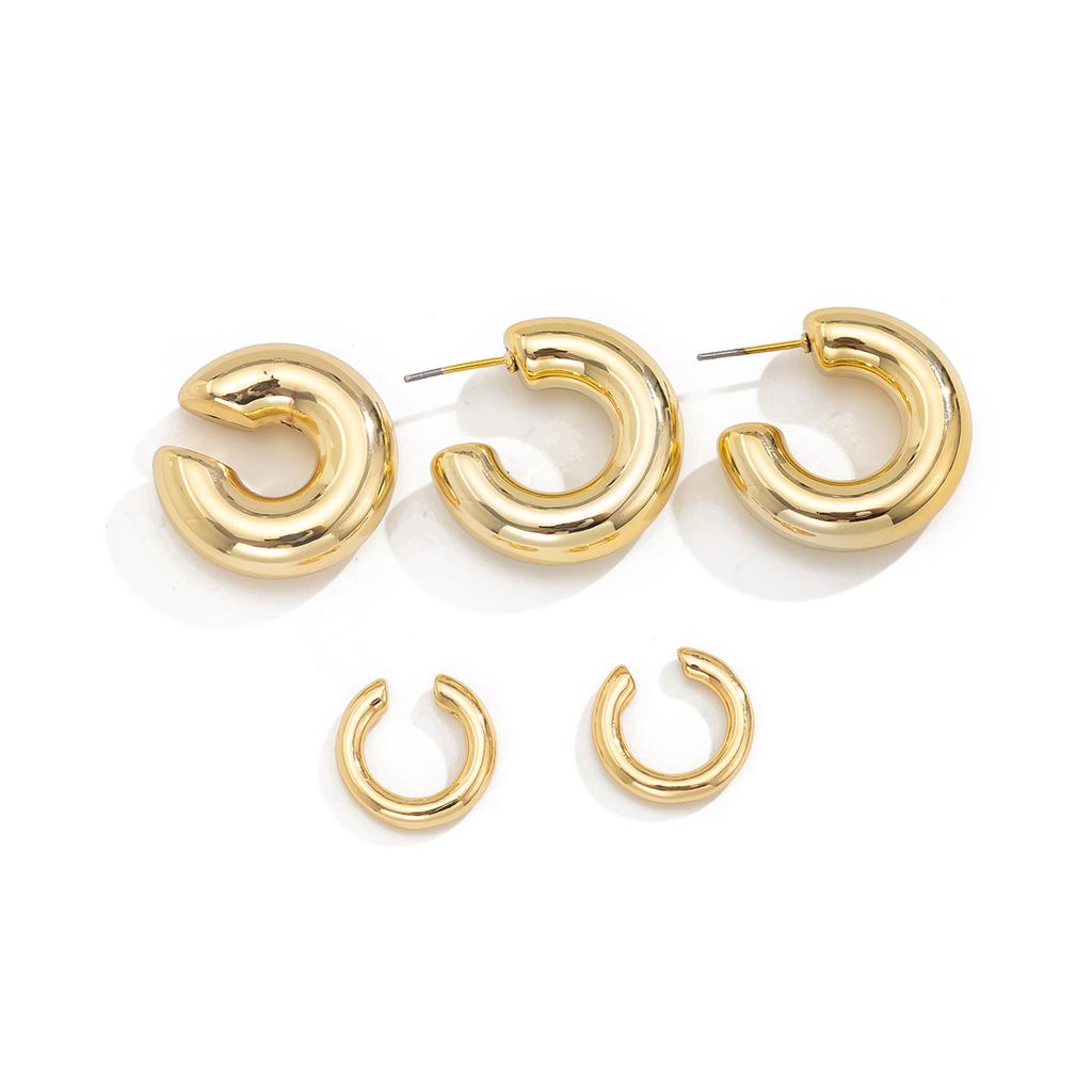 Ingemark 5 Pcs/Set Punk Minimalism Gold Color Metal Piercing Stud Earrings Women Creative CCB C-Shape Hoop Earrings New Jewelry