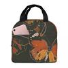 A Butterfly Vintage Pattern Insulated Lunch Bag for Women Kids Portable Food Boxes Thermal Lunch Box Tote