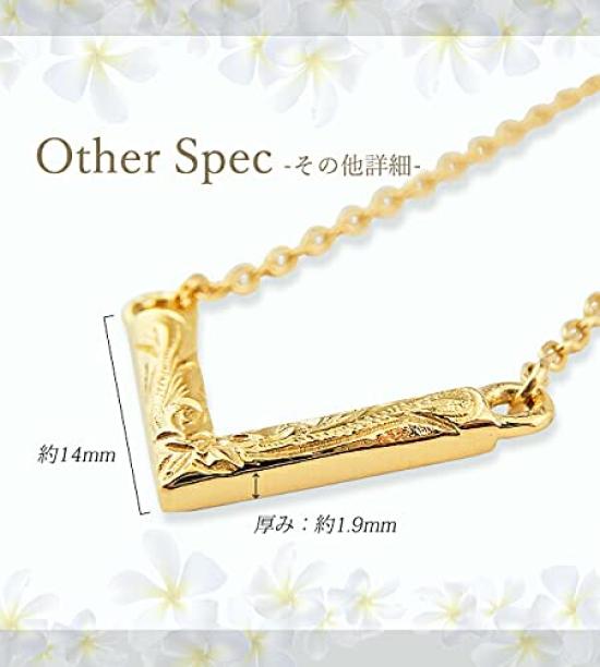 Hawaiian Jewelry Necklace, Stainless Steel, V-Cut, Plumeria Scroll Design, Silver, Rose Gold, Yellow Gold, Women's Accessory Pendant [Rose Gold]