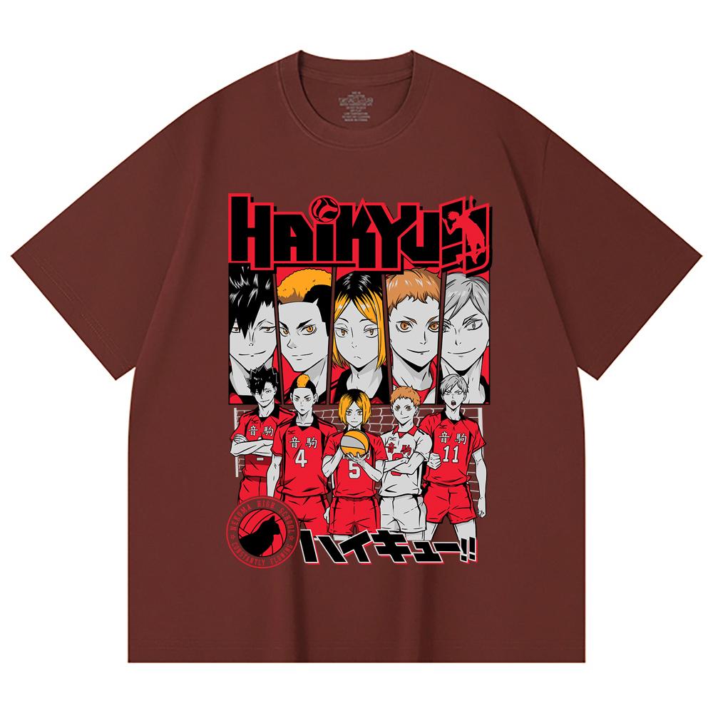 230 g/m² 100% Baumwolle Haikyu V8 Nekoma High Druck Unisex Schweres Baumwoll-T-Shirt