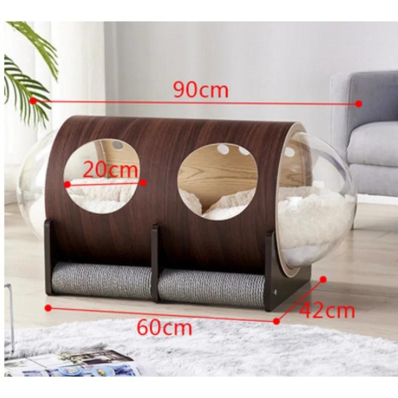 Net red space capsule transparent cat delivery room four seasons universal closed winter cat house solid wood capsule cat litter