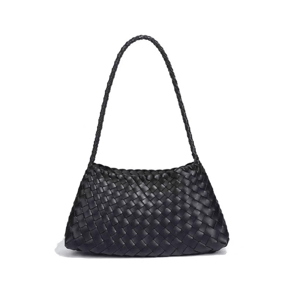 Sommer Neues Nischen-Design Gewebte Tasche Große Kapazität Französische Faule Urlaubs Schulter-Achseltasche schwarz