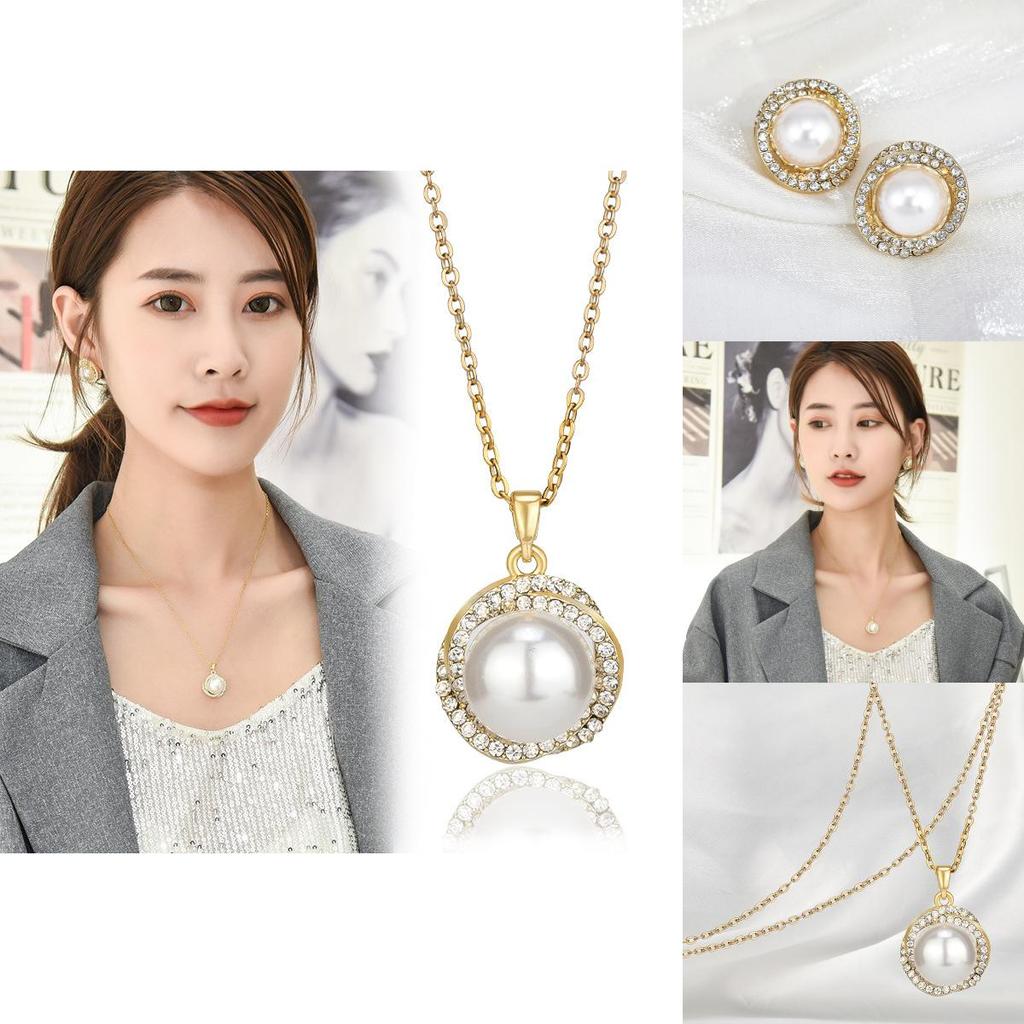 Trendy Surrounding Pearl Necklace With Matching Earrings Perfect Gift For Mothers