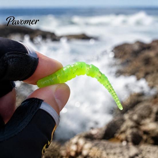 Flexible Soft Lures 50Pcs Bionic Worm Bait, 40MM/0.37g 50MM/0.45g Artificial Lure with Needle Realistic Baits Tail, Swim for Freshwater Saltwater