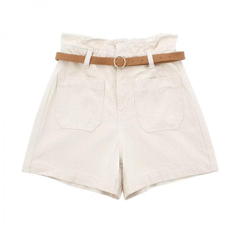 Summer European & American Women's Belted Casual Denim Shorts