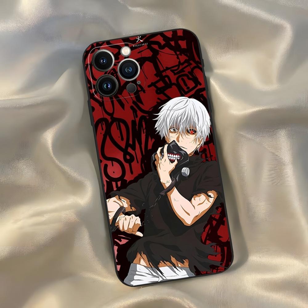 Tokyo Anime Ghoul Phone Case for Iphone 16 15 14 13 12 11 Pro Max Xr X Xs Mini 8 Plus SE 2022 Black Soft Silicone Cover
