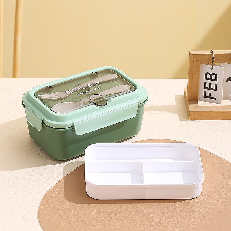 Nordic Style Stainless Steel Student Lunch Box with Compartments and Tableware