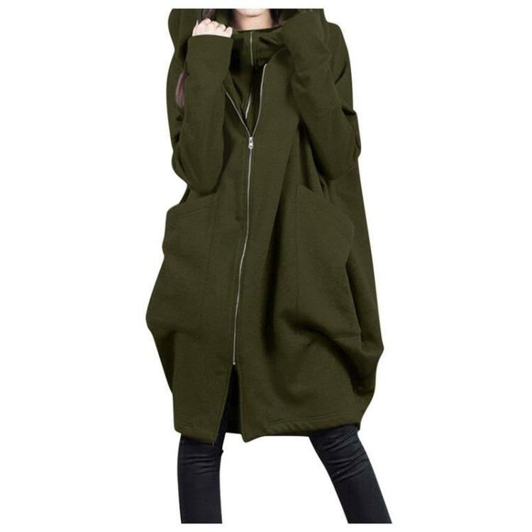 

Winter Women Hooded Sweatshirt Zipper Jacket Velvet Lining Loose Streetwear Autumn Fake Two Piece Tops XXXXXL зелений