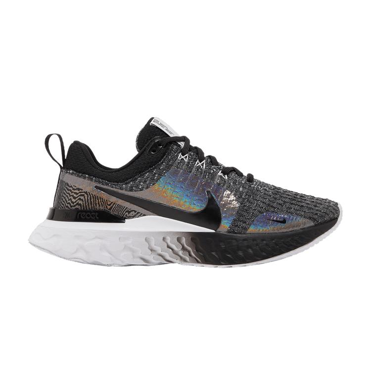 Nike Wmns React Infinity Run Flyknit 3 Premium Black Zebra Iridescent 36