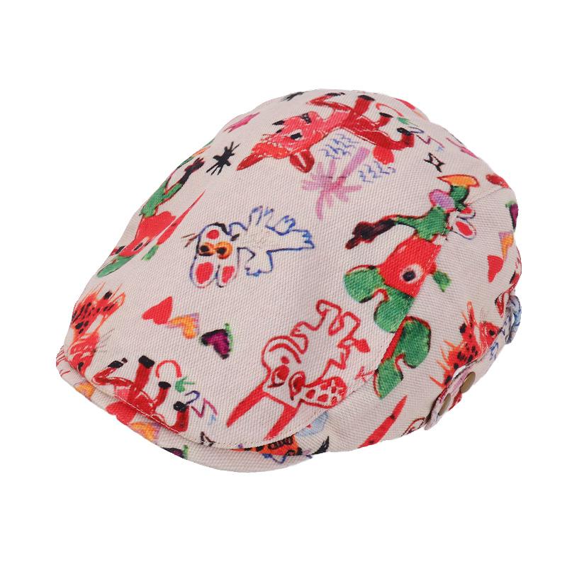Japanese-style Playful Graffiti Beret for Women, Niche Backwards-worn Forward Cap, Funny Newsboy Cap That Makes the Face Look Smaller, Trendy