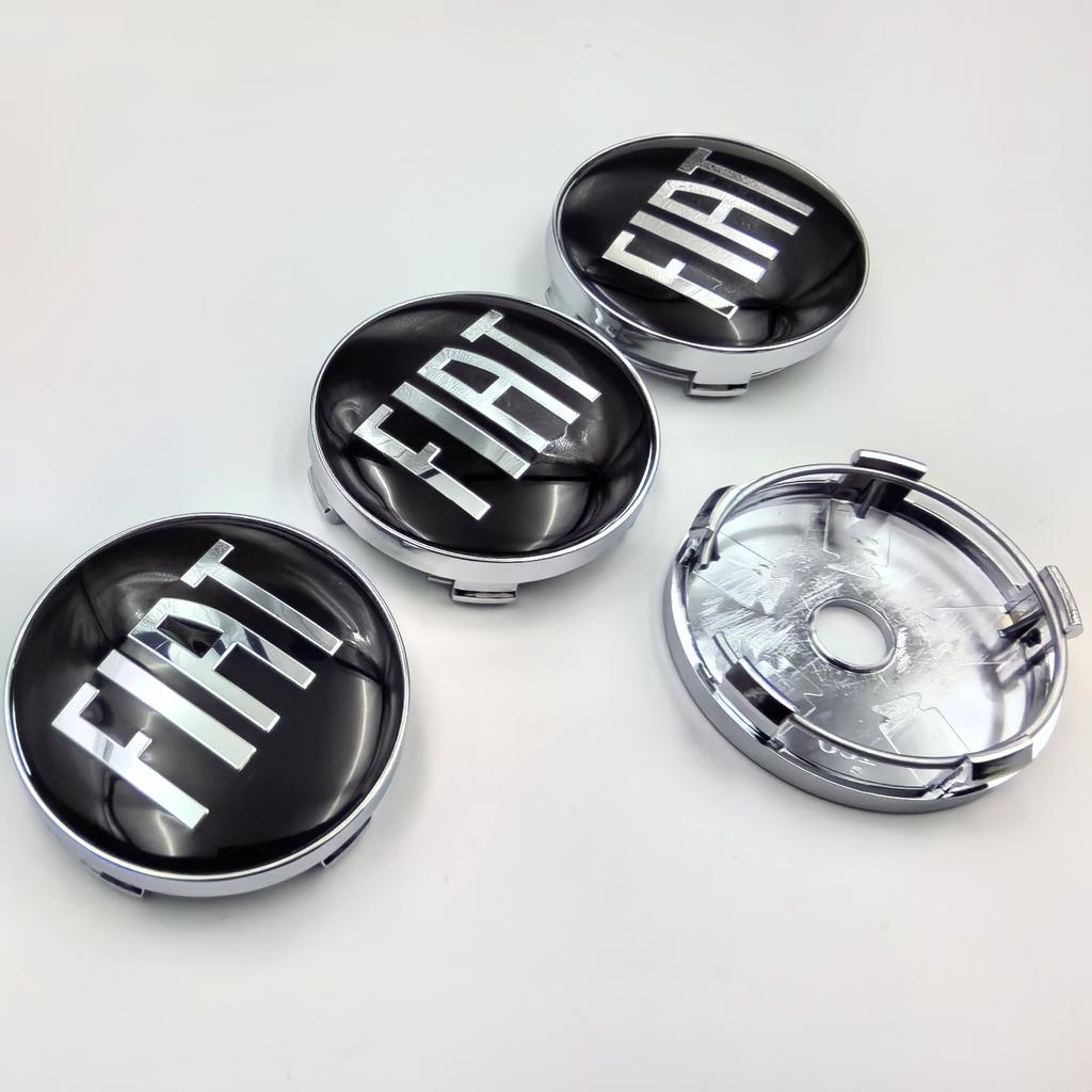 4pcs 60mm Fiat Logo Car Wheel Center Cap Hub Covers Badge Styling Accessories Silver Or Black Compatible with FIAT