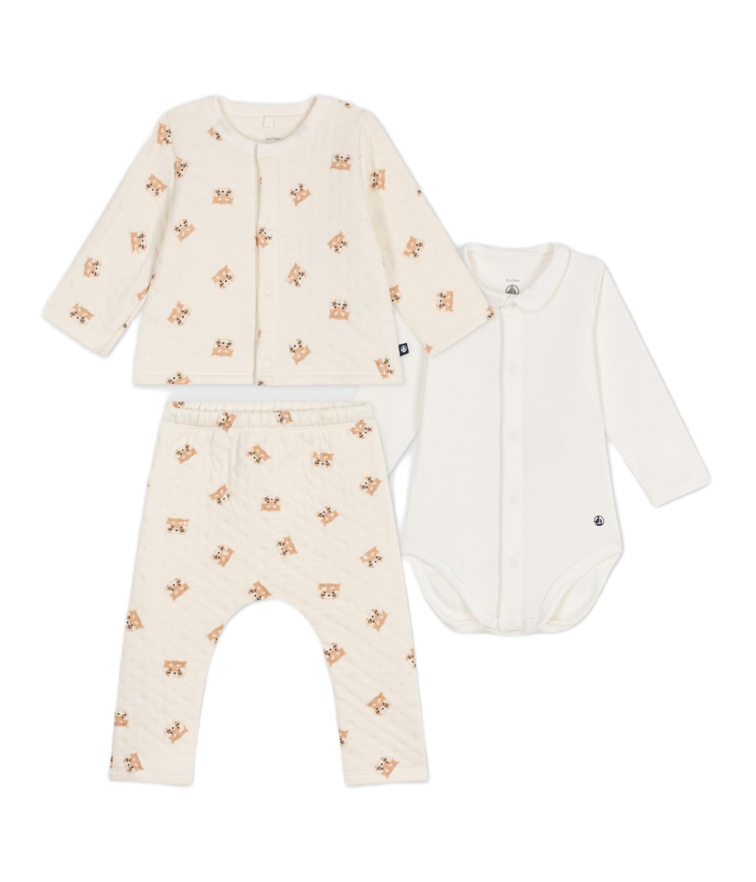 

Petit Bateau Baby Set 6 67cm 3-Piece (A0EKT), Off-White/Multicolor, Months,