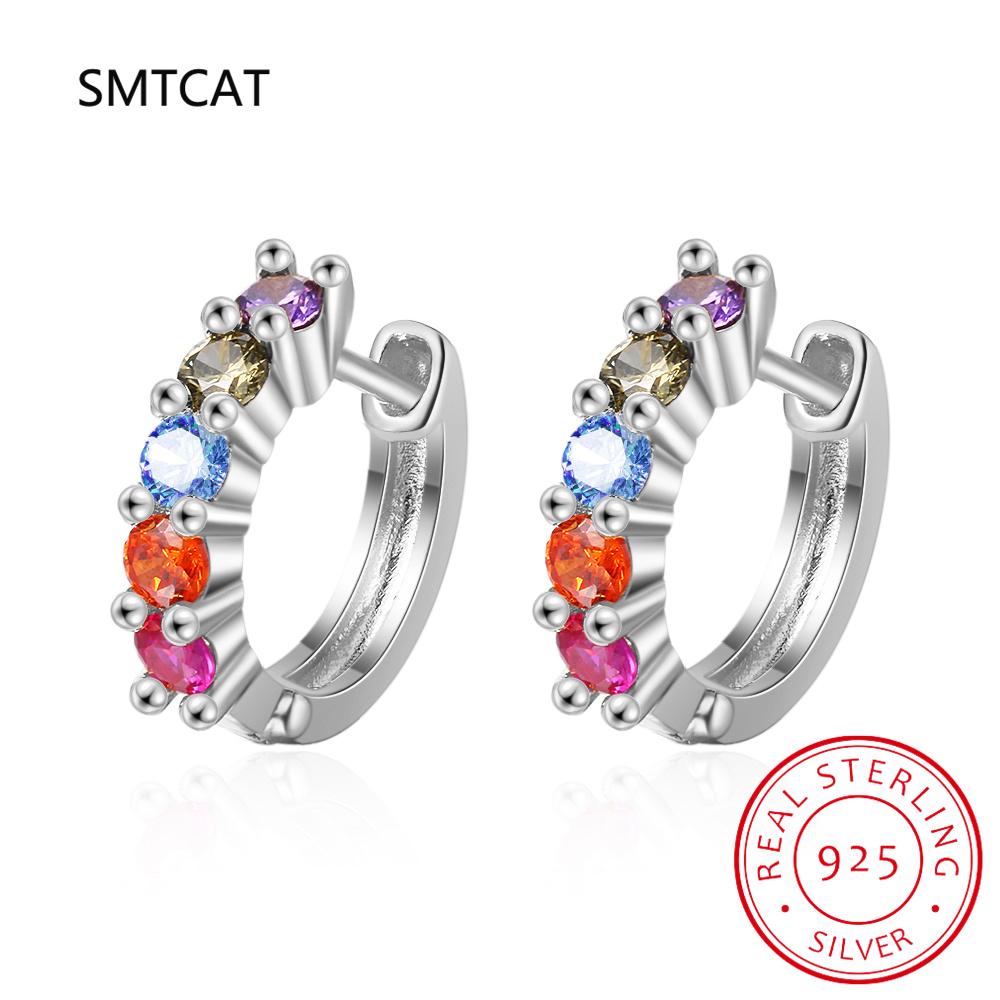 Plated Total 2.6CT Full Moissanite Hoop Earring for Women Sparkling Wedding Party Earring 925 Silver Jewelry Huggie