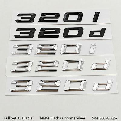 Car Letters Badge 320i 320d Logo Emblem Replacement For 3 Series Glossy Black Chrome Auto Tail Sticker Styling