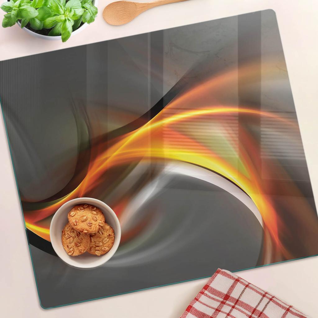Decorative Glass Chopping and Serving Board Abstract Wave 60x52 cm