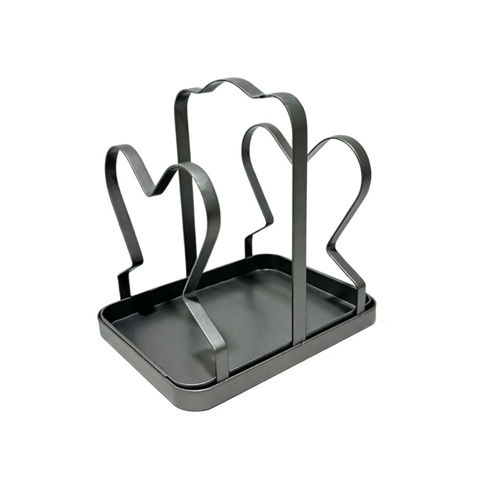 Anti-slip Pot Lid Rack Space Saving Pot Cover Shelf Multi-functional Cooking Utensil Holder  Home серый