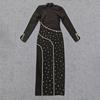 Women's Elegant Rhinestone Round Neck Slim Fit Evening Dress