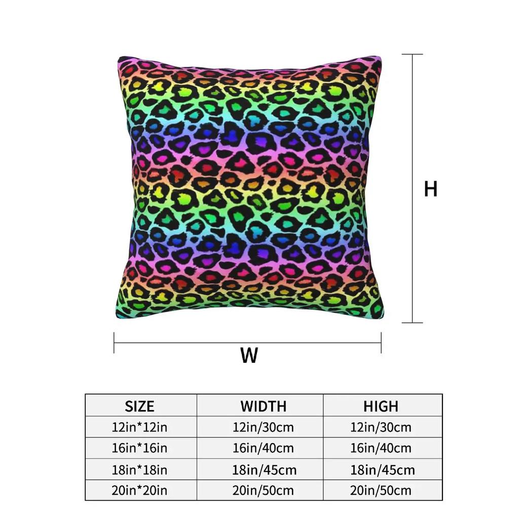 Colofrul Rainbow Leopard Print Animal Skin Cheetah 2 Pcs Square Pillowcase Pillow Cover Cushion Throw Pillow For Home Sofa